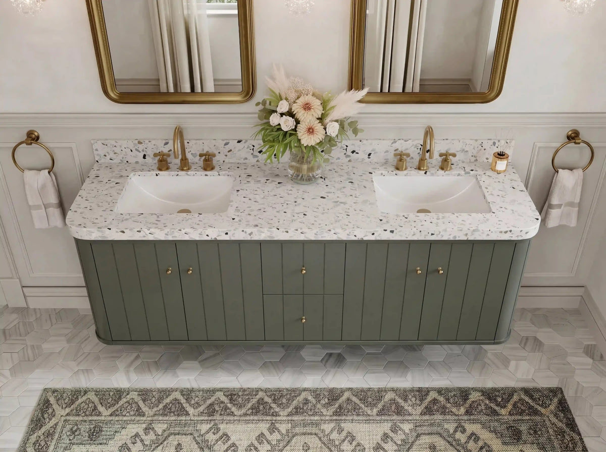 Houston Floating 72 in. W x 22 in. D Double Sink Bathroom Vanity - Willow Bath and Vanity