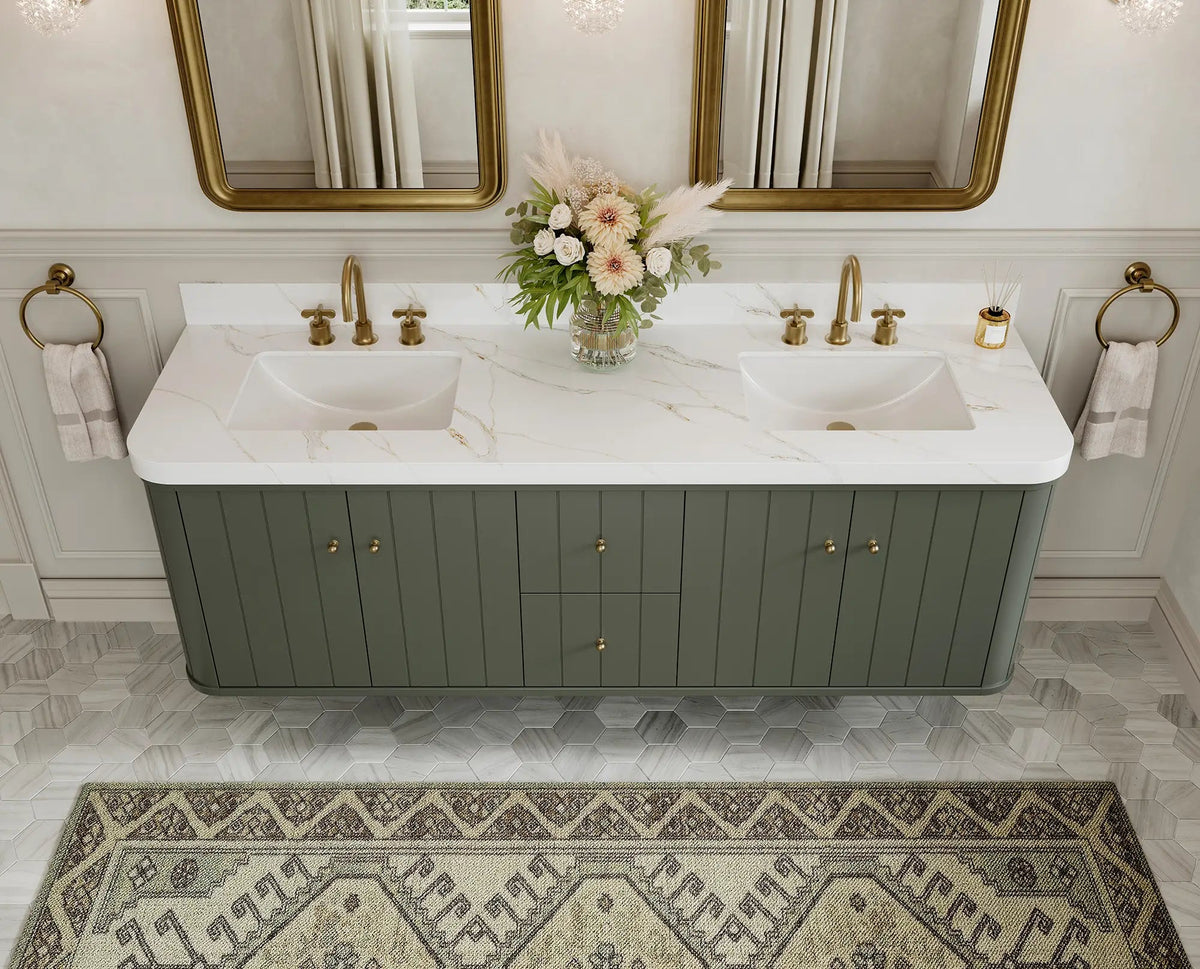 Houston Floating 72 in. W x 22 in. D Double Sink Bathroom Vanity - Willow Bath and Vanity