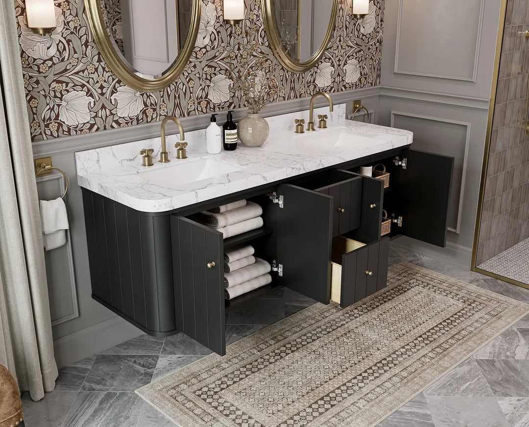 Houston Floating 72 in. W x 22 in. D Double Sink Bathroom Vanity | 
              
                Black
                
                  
             - HOU-FLT-CAB-BLK-71D - photo №4