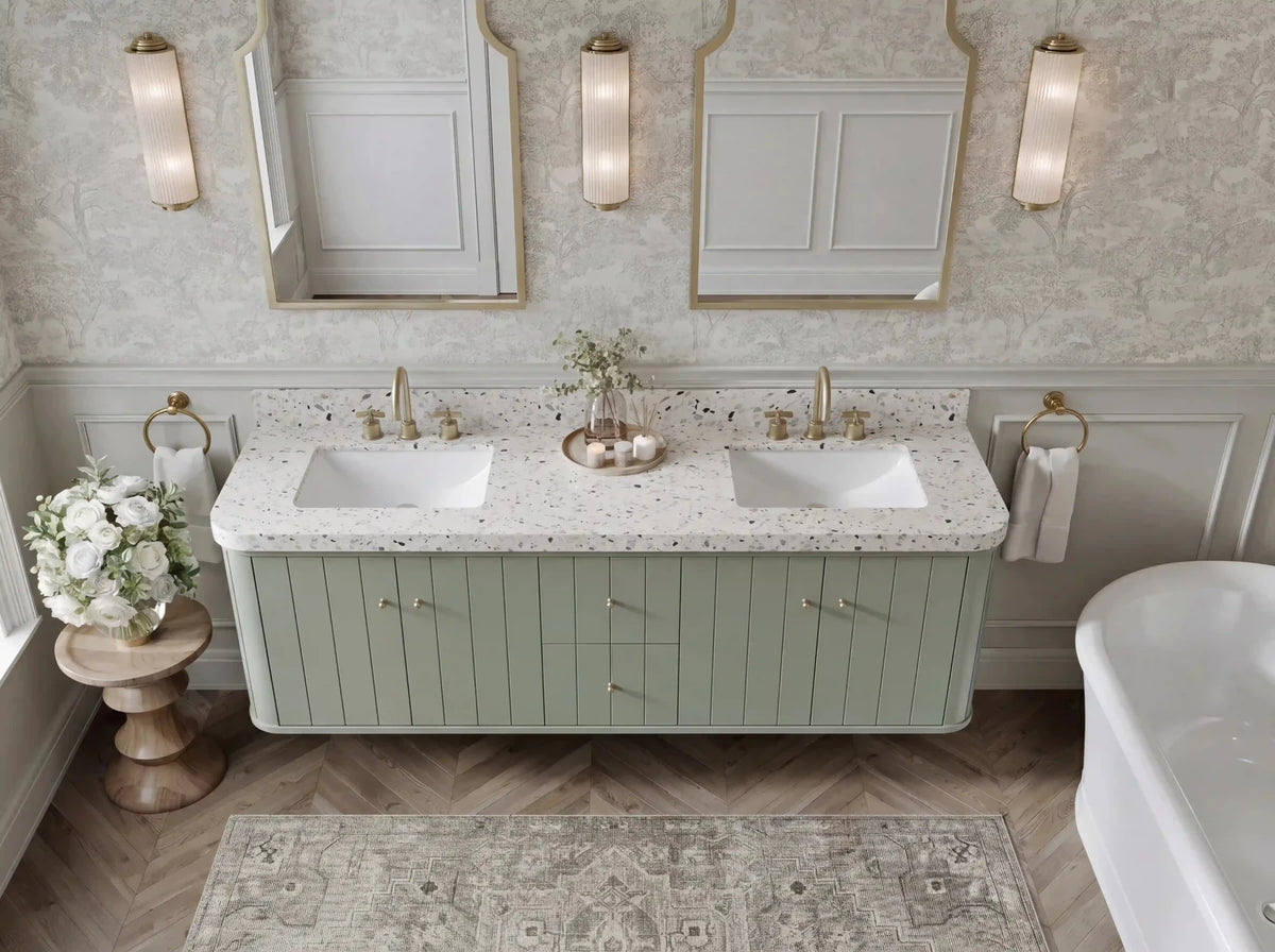 Houston Floating 72 in. W x 22 in. D Double Sink Bathroom Vanity - Willow Bath and Vanity