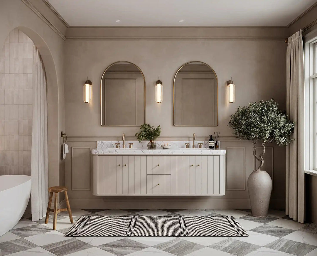 Houston Floating 72 in. W x 22 in. D Double Sink Bathroom Vanity | 
              
                 Fine Grain Linen Beige
                
                  
             - HOU-FLT-CAB-FNG-71D - photo №5