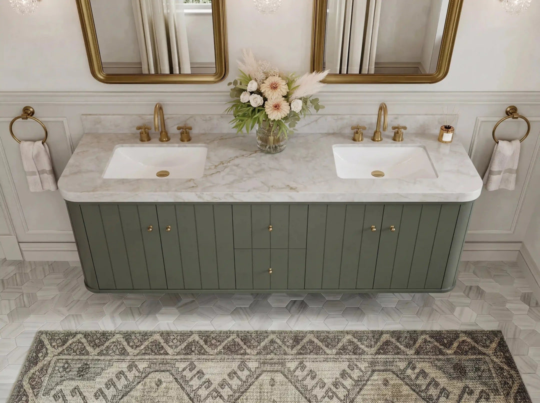 Houston Floating 72 in. W x 22 in. D Double Sink Bathroom Vanity | 
              
                Pewter Green
                
                  
             - HOU-FLT-CAB-PGN-71D - photo №13