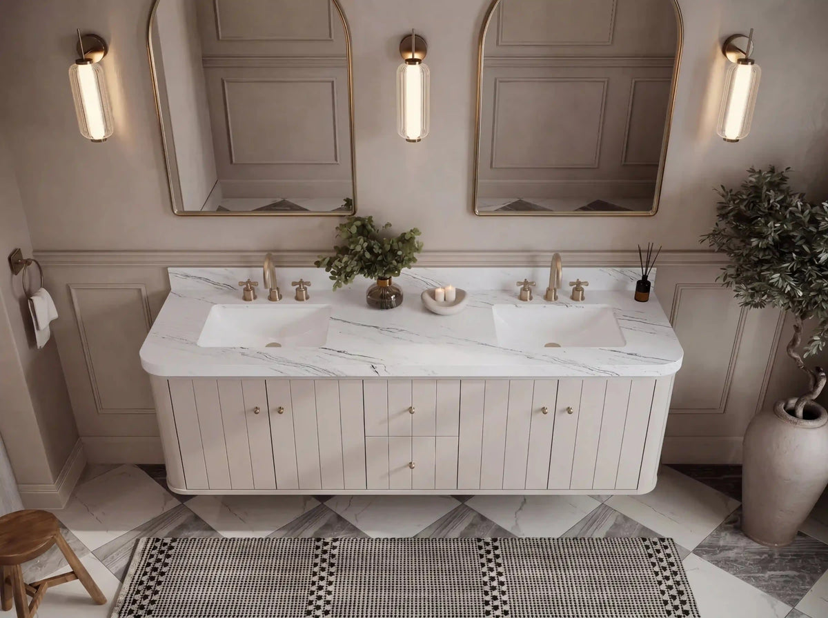 Houston Floating 72 in. W x 22 in. D Double Sink Bathroom Vanity - Willow Bath and Vanity