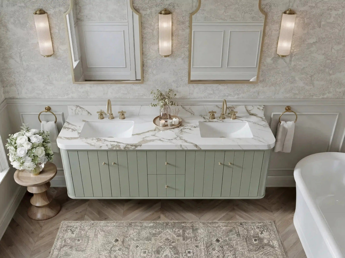 Houston Floating 72 in. W x 22 in. D Double Sink Bathroom Vanity - Willow Bath and Vanity