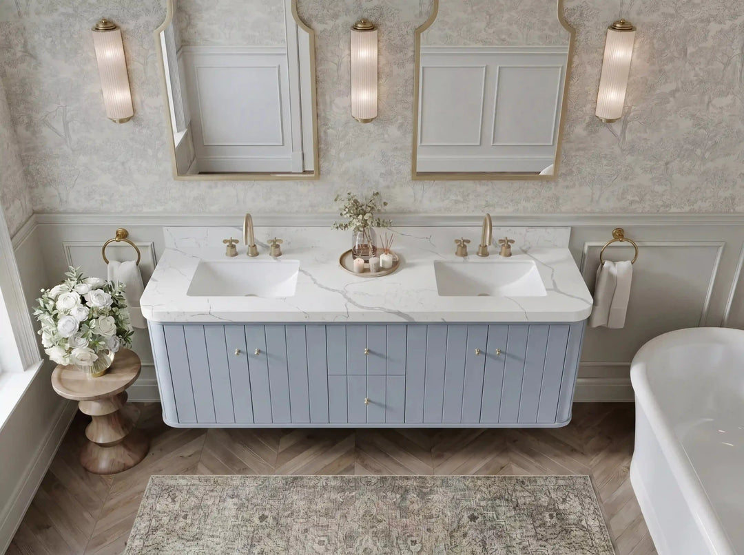 Houston Floating 72 in. W x 22 in. D Double Sink Bathroom Vanity | 
              
                Blue Heather
                
                  
             - HOU-FLT-CAB-BLU-71D - photo №3