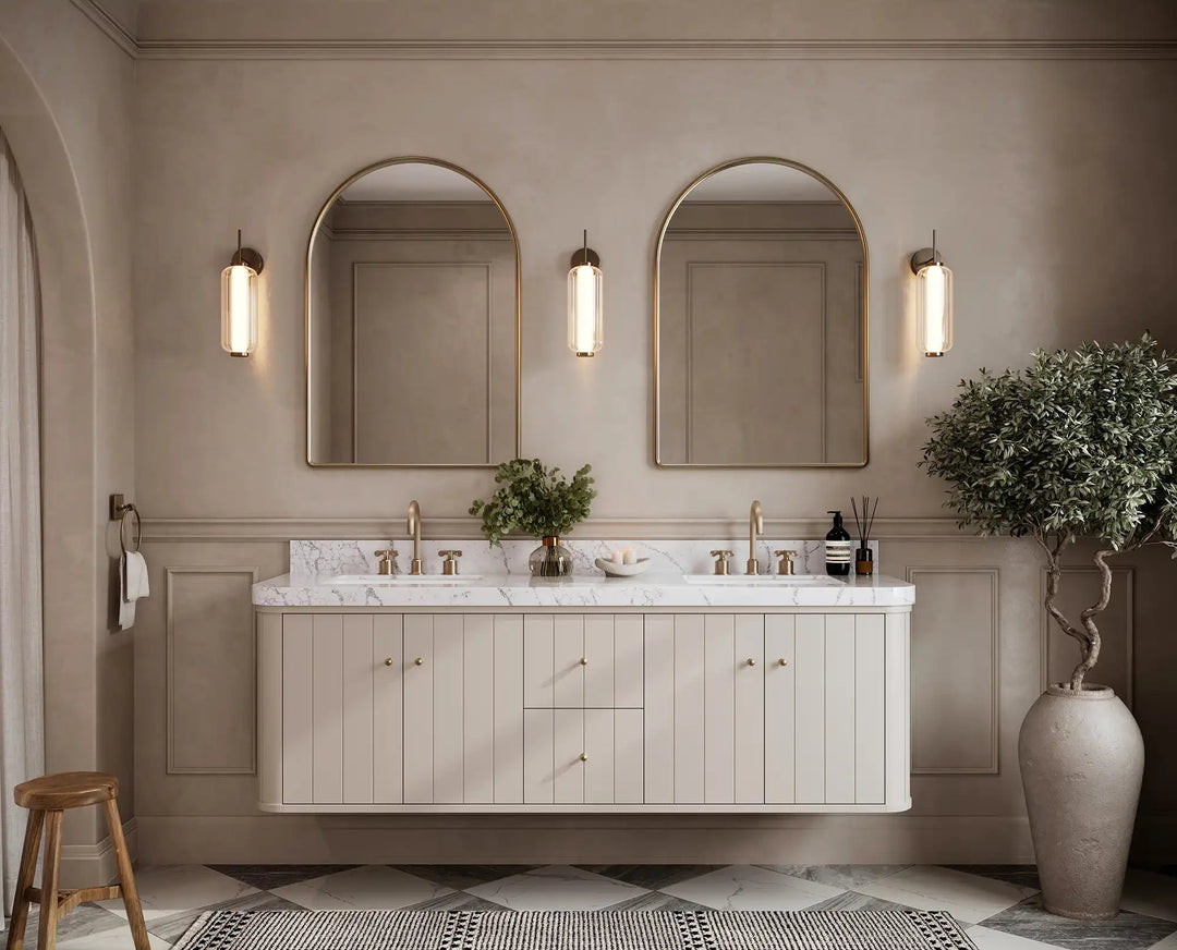 Houston Floating 72 in. W x 22 in. D Double Sink Bathroom Vanity | 
              
                 Fine Grain Linen Beige
                
                  
             - HOU-FLT-CAB-FNG-71D - photo №6