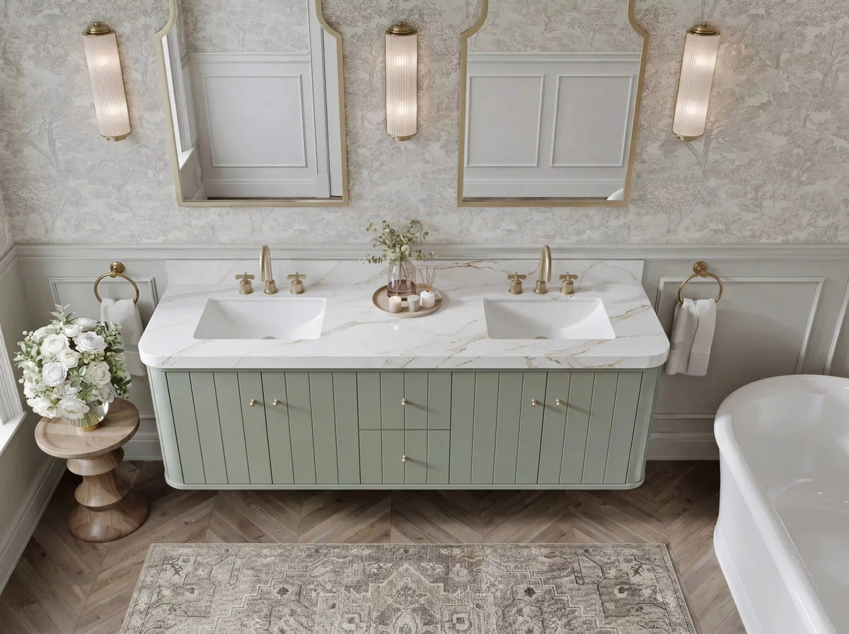 Houston Floating 72 in. W x 22 in. D Double Sink Bathroom Vanity - Willow Bath and Vanity