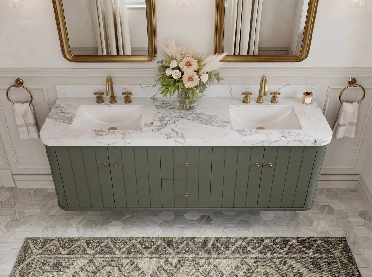 Houston Floating 72 in. W x 22 in. D Double Sink Bathroom Vanity - Willow Bath and Vanity