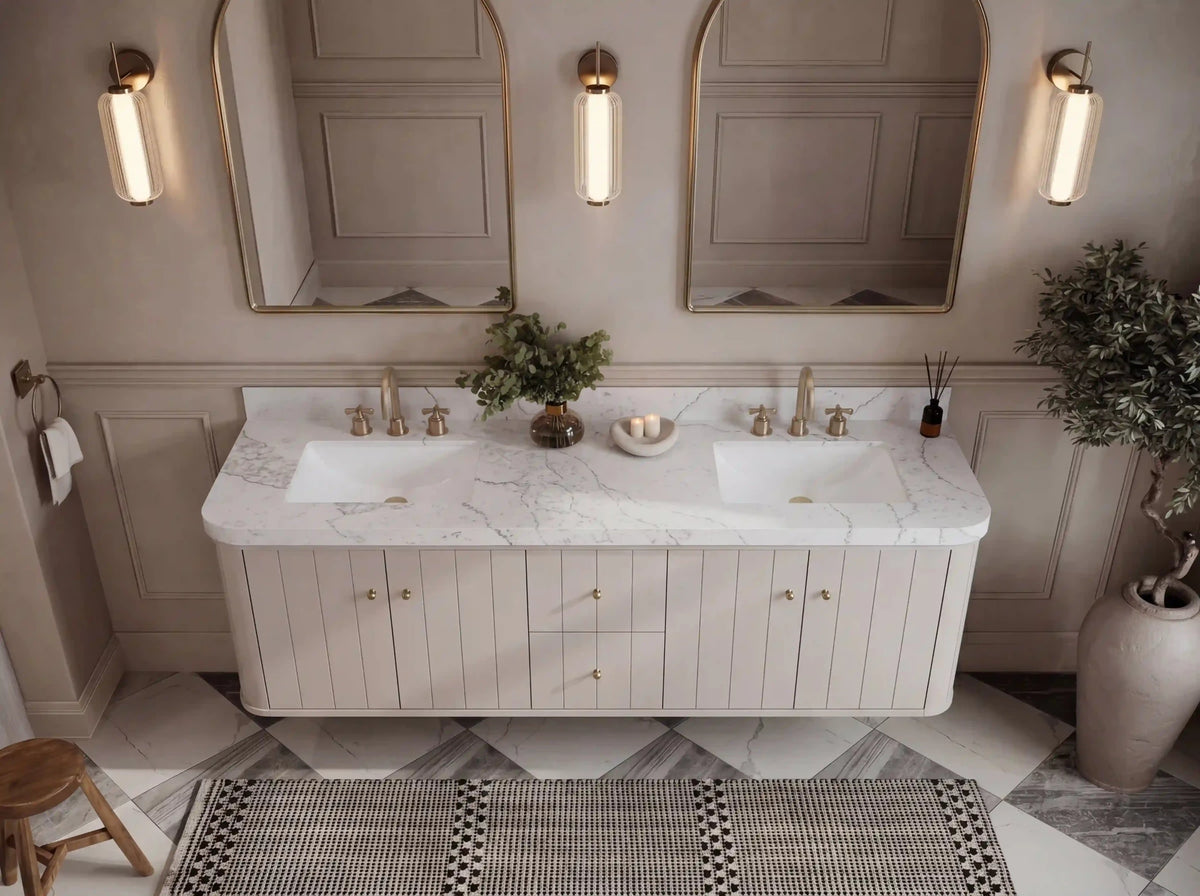Houston Floating 72 in. W x 22 in. D Double Sink Bathroom Vanity - Willow Bath and Vanity