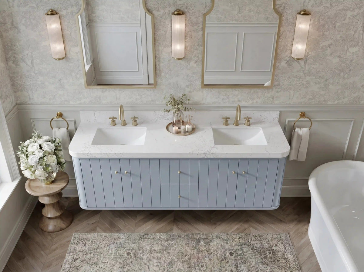 Houston Floating 72 in. W x 22 in. D Double Sink Bathroom Vanity - Willow Bath and Vanity