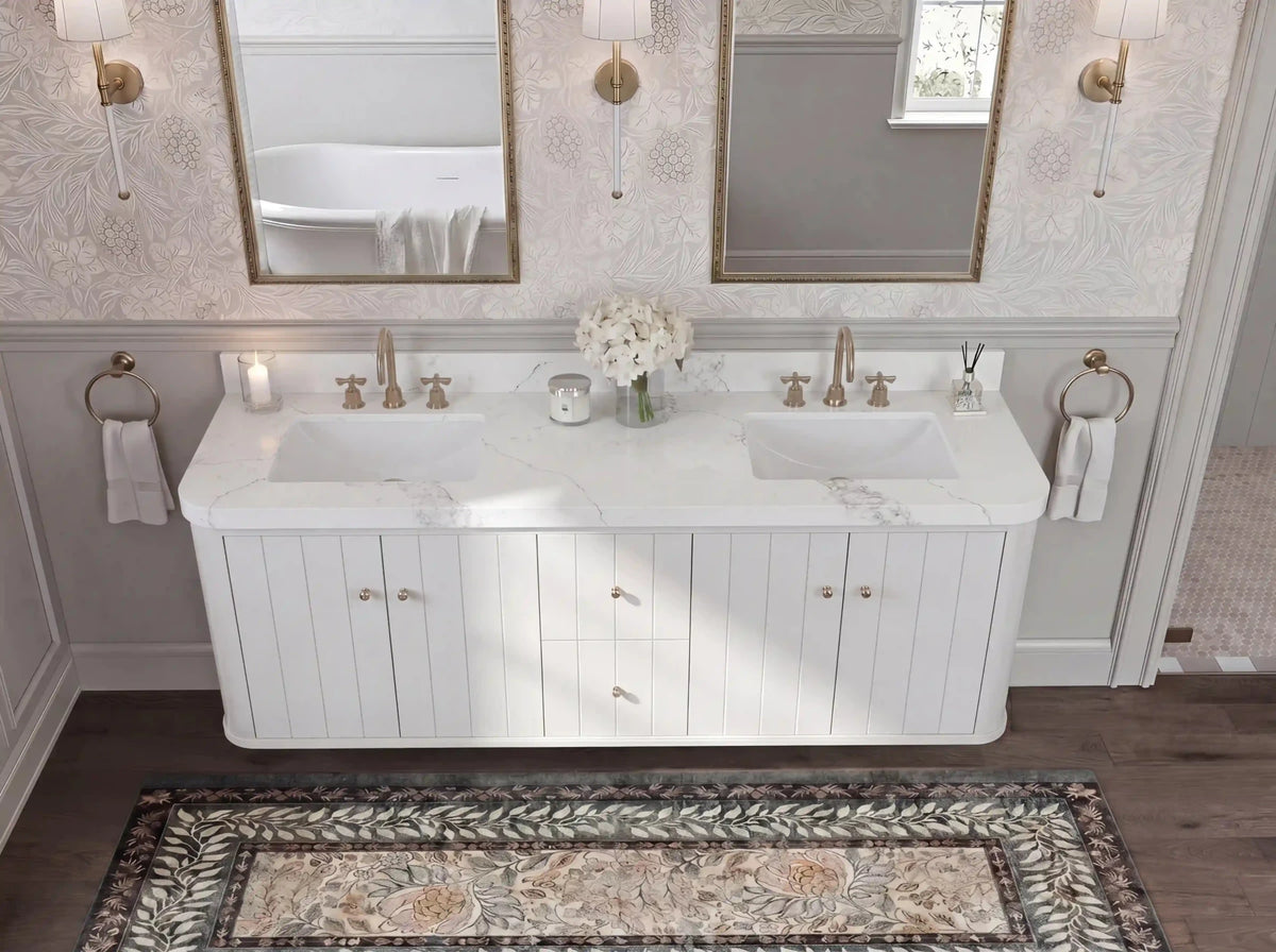 Houston Floating 72 in. W x 22 in. D Double Sink Bathroom Vanity - Willow Bath and Vanity