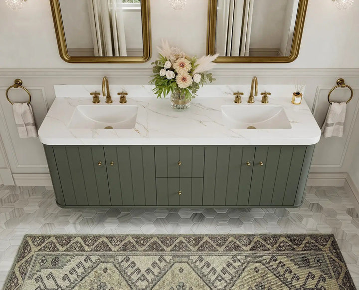 Houston Floating 72 in. W x 22 in. D Double Sink Bathroom Vanity - photo 4