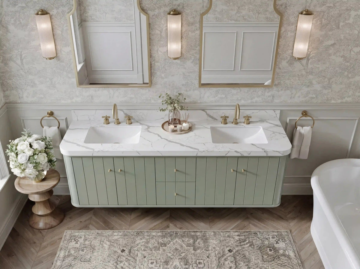 Houston Floating 72 in. W x 22 in. D Double Sink Bathroom Vanity - Willow Bath and Vanity
