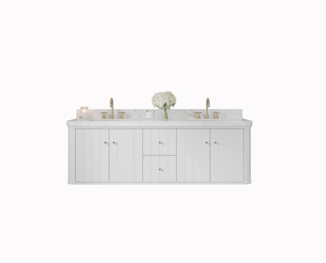 Houston Floating 72 in. W x 22 in. D Double Sink Bathroom Vanity | 
              
                White
                
                  
             - HOU-FLT-CAB-WH-71D - photo №1