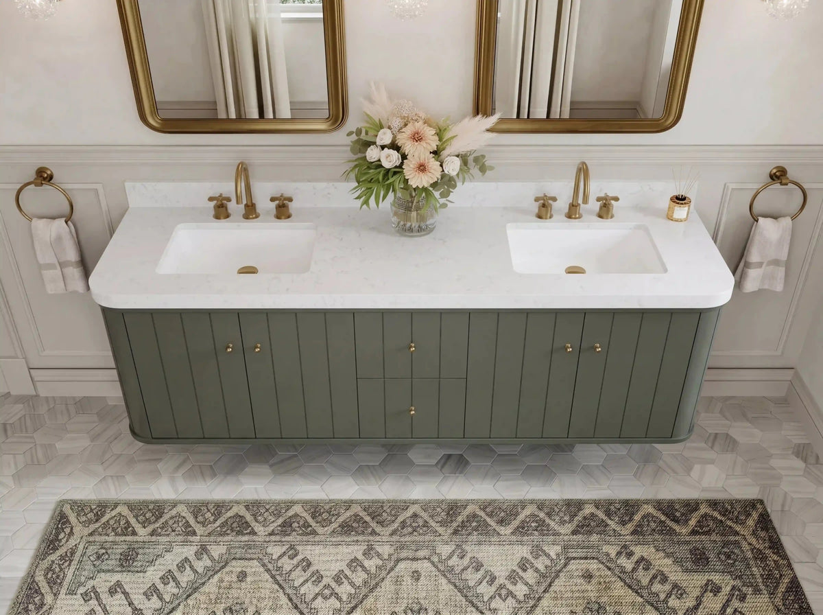Houston Floating 72 in. W x 22 in. D Double Sink Bathroom Vanity - Willow Bath and Vanity