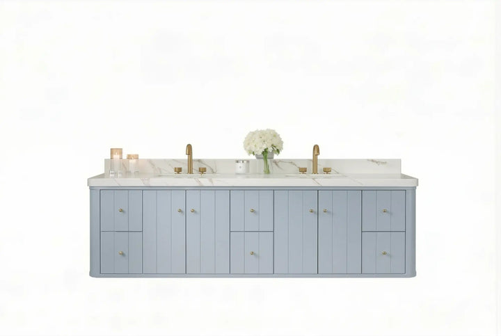 Houston Floating 84 in. W x 22 in. D Double Sink Bathroom Vanity - photo 1