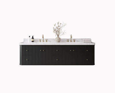 Houston Floating 84 in. W x 22 in. D Double Sink Bathroom Vanity - Willow Bath and Vanity