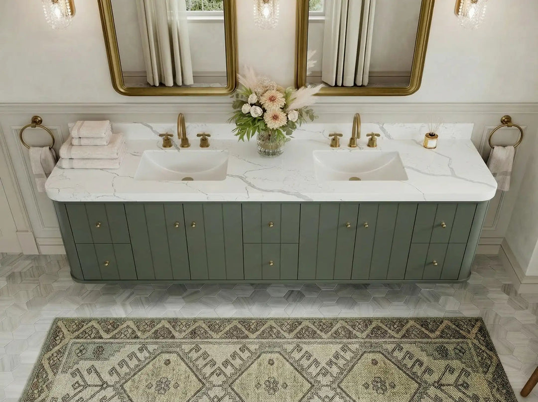 Houston Floating 84 in. W x 22 in. D Double Sink Bathroom Vanity | 
              
                Pewter Green
                
                  
             - HOU-FLT-CAB-PGN-83 - photo №8