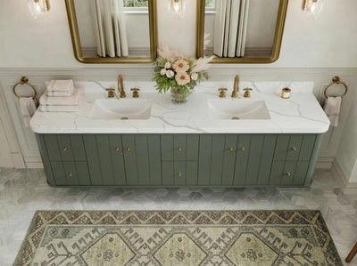 Houston Floating 84 in. W x 22 in. D Double Sink Bathroom Vanity - Willow Bath and Vanity