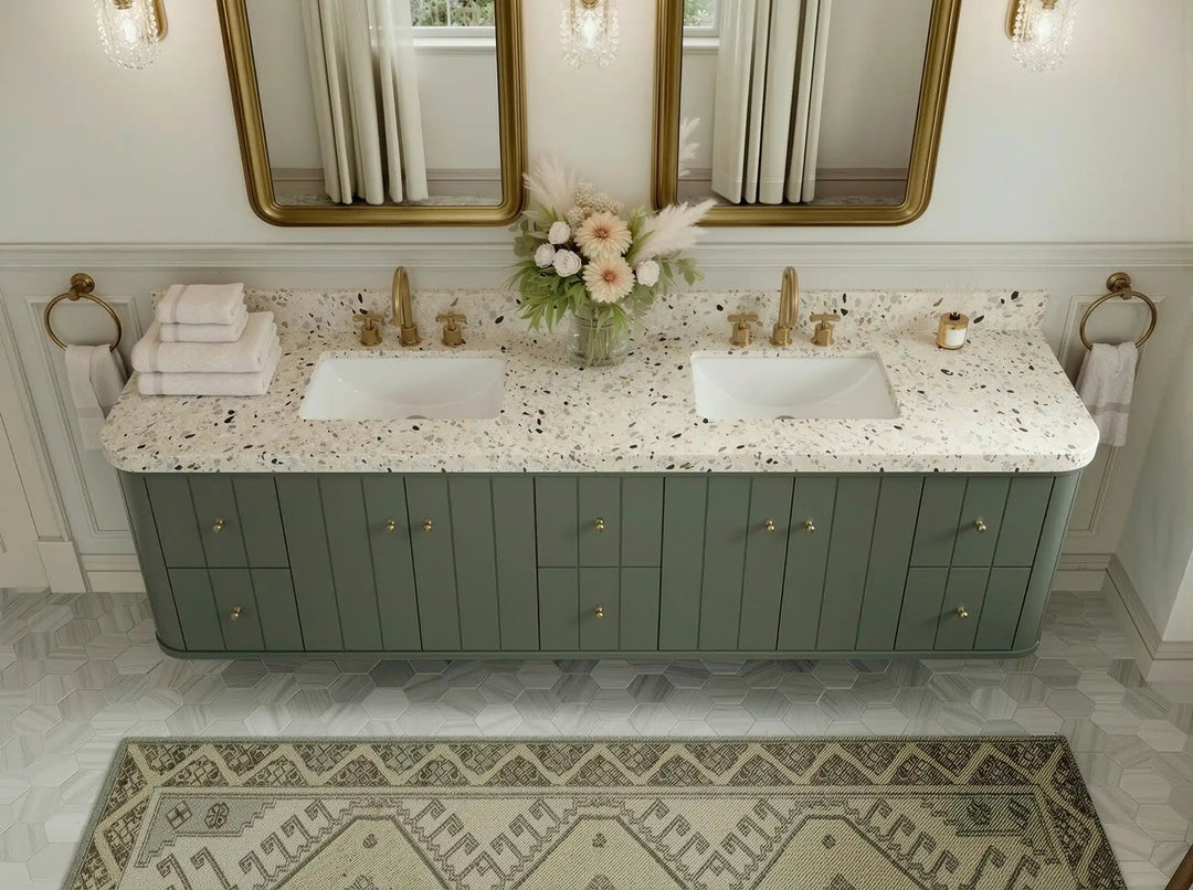 Houston Floating 84 in. W x 22 in. D Double Sink Bathroom Vanity | 
              
                Pewter Green
                
                  
             - HOU-FLT-CAB-PGN-83 - photo №16