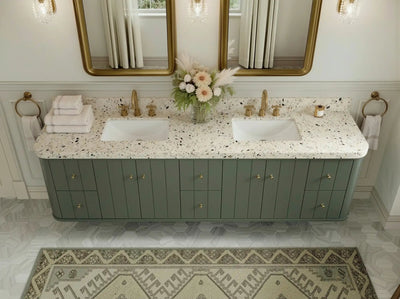 Houston Floating 84 in. W x 22 in. D Double Sink Bathroom Vanity - Willow Bath and Vanity