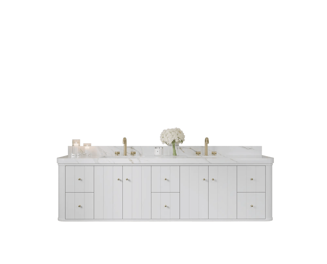 Houston Floating 84 in. W x 22 in. D Double Sink Bathroom Vanity - Willow Bath and Vanity