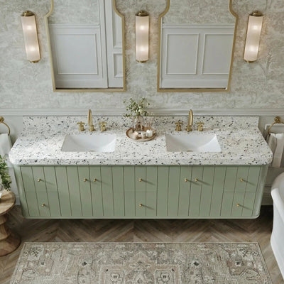 Houston Floating 84 in. W x 22 in. D Double Sink Bathroom Vanity - Willow Bath and Vanity