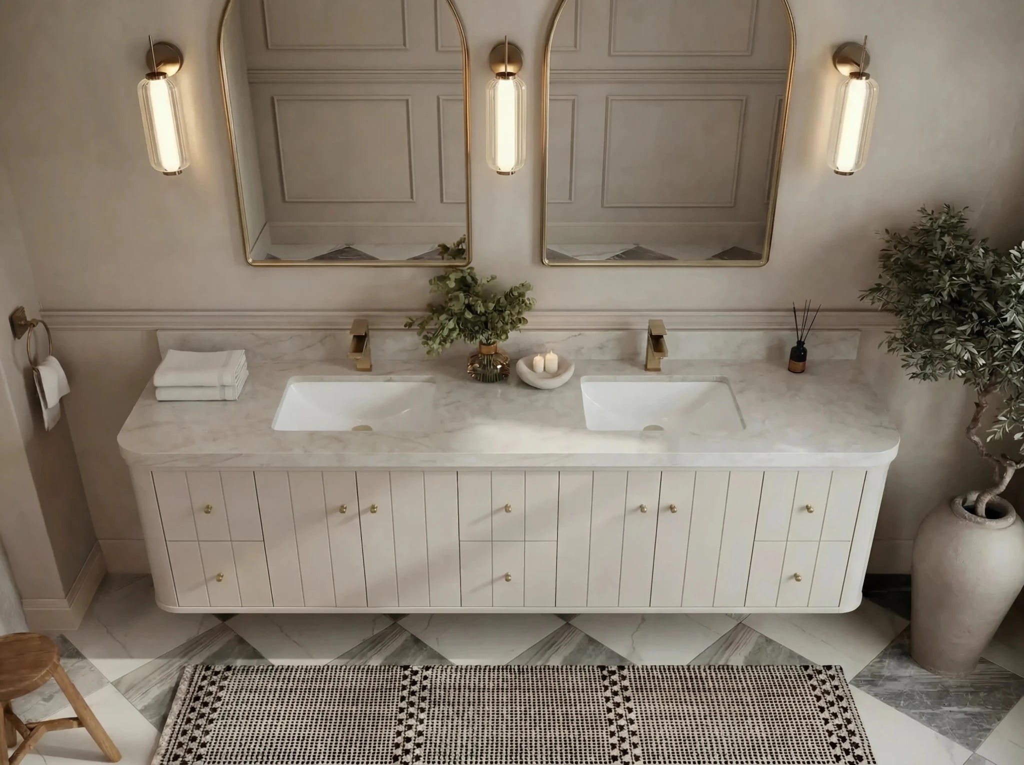 Houston Floating 84 in. W x 22 in. D Double Sink Bathroom Vanity - Willow Bath and Vanity