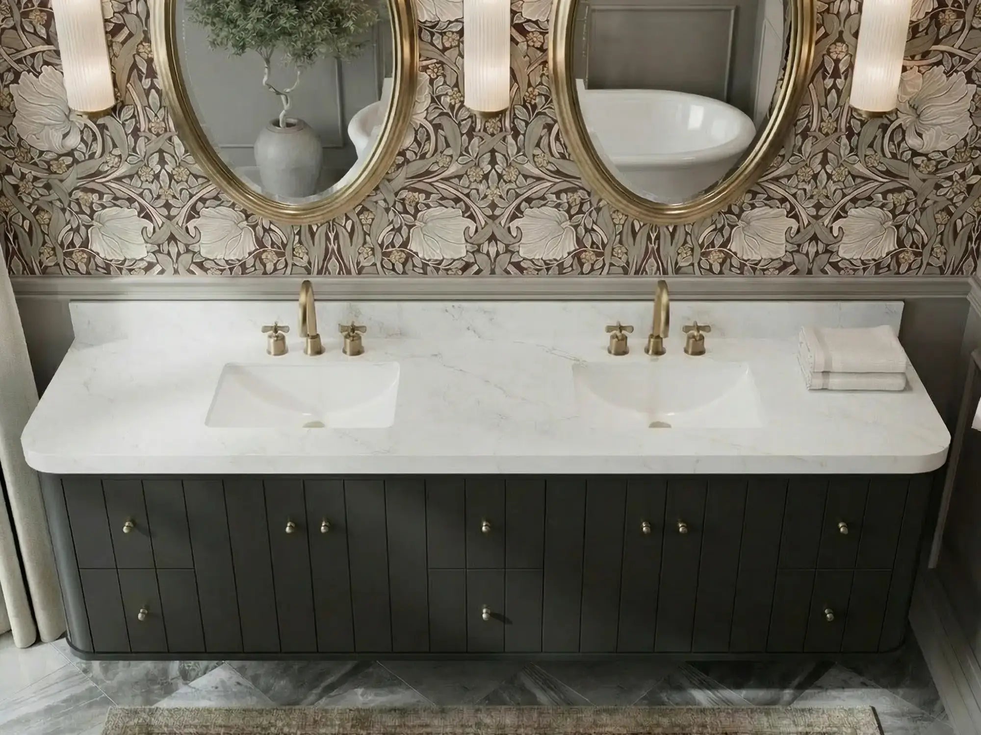 Houston Floating 84 in. W x 22 in. D Double Sink Bathroom Vanity - Willow Bath and Vanity
