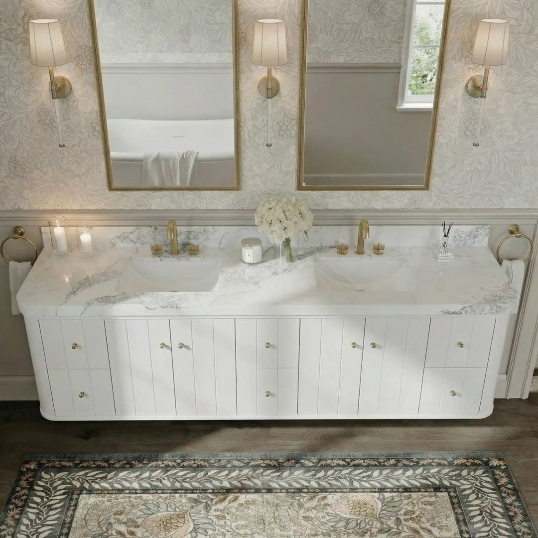 Houston Floating 84 in. W x 22 in. D Double Sink Bathroom Vanity | 
              
                White
                
                  
             - HOU-FLT-CAB-WH-83 - photo №10
