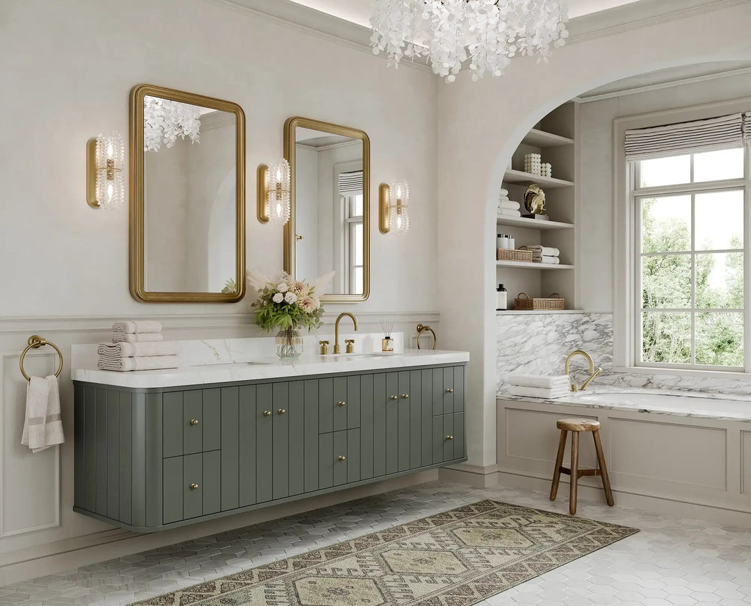 Houston Floating 84 in. W x 22 in. D Double Sink Bathroom Vanity - Willow Bath and Vanity