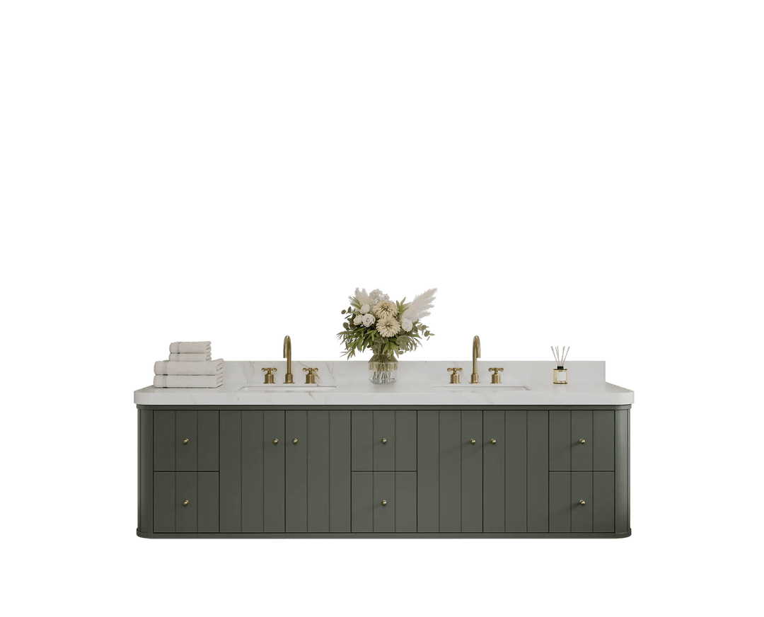 Houston Floating 84 in. W x 22 in. D Double Sink Bathroom Vanity - Willow Bath and Vanity