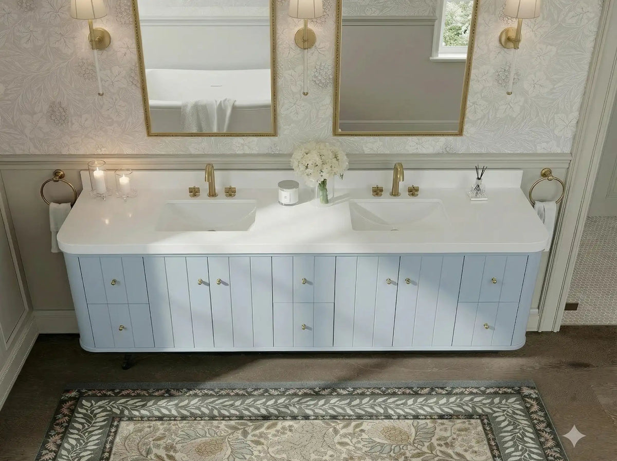 Houston Floating 84 in. W x 22 in. D Double Sink Bathroom Vanity - Willow Bath and Vanity