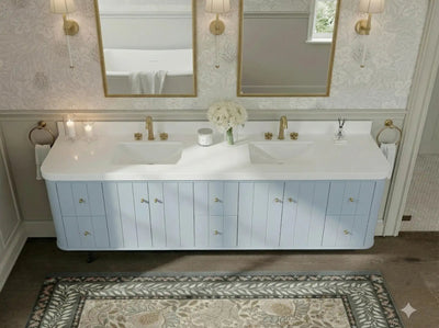 Houston Floating 84 in. W x 22 in. D Double Sink Bathroom Vanity - Willow Bath and Vanity
