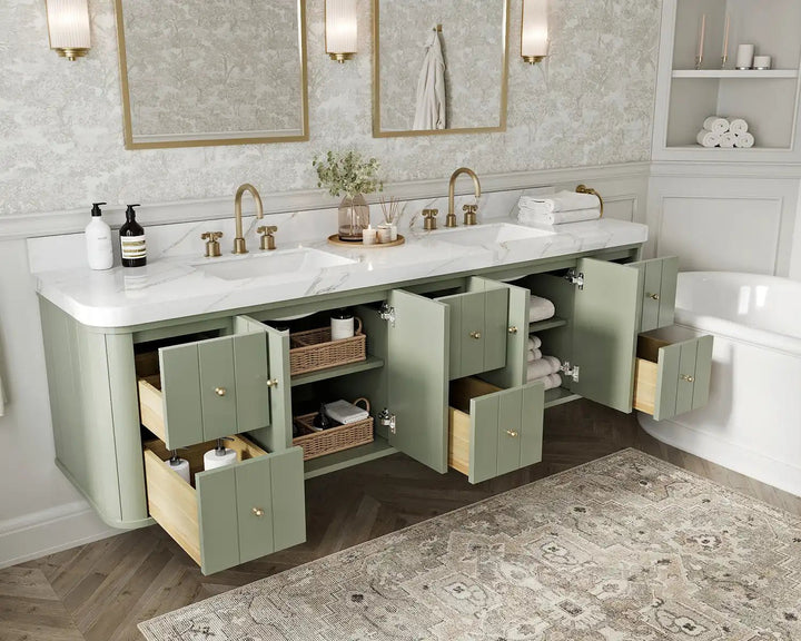 Houston Floating 84 in. W x 22 in. D Double Sink Bathroom Vanity - photo 3