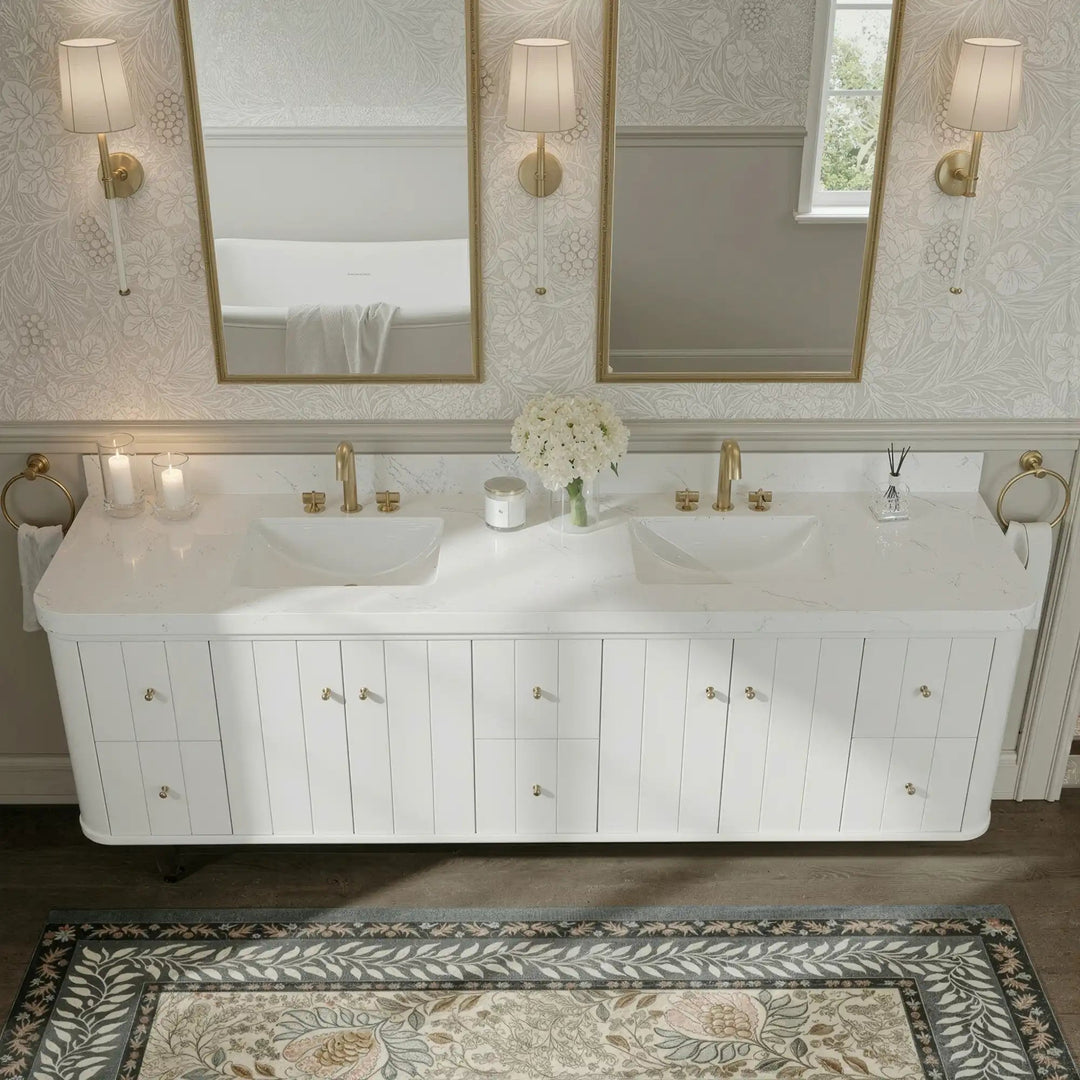 Houston Floating 84 in. W x 22 in. D Double Sink Bathroom Vanity | 
              
                White
                
                  
             - HOU-FLT-CAB-WH-83 - photo №15