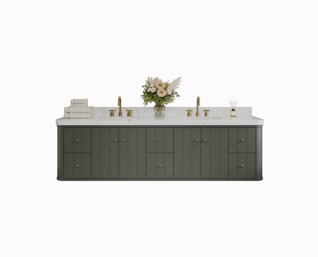 Houston Floating 84 in. W x 22 in. D Double Sink Bathroom Vanity | 
              
                Pewter Green
                
                  
             - HOU-FLT-CAB-PGN-83 - photo №1