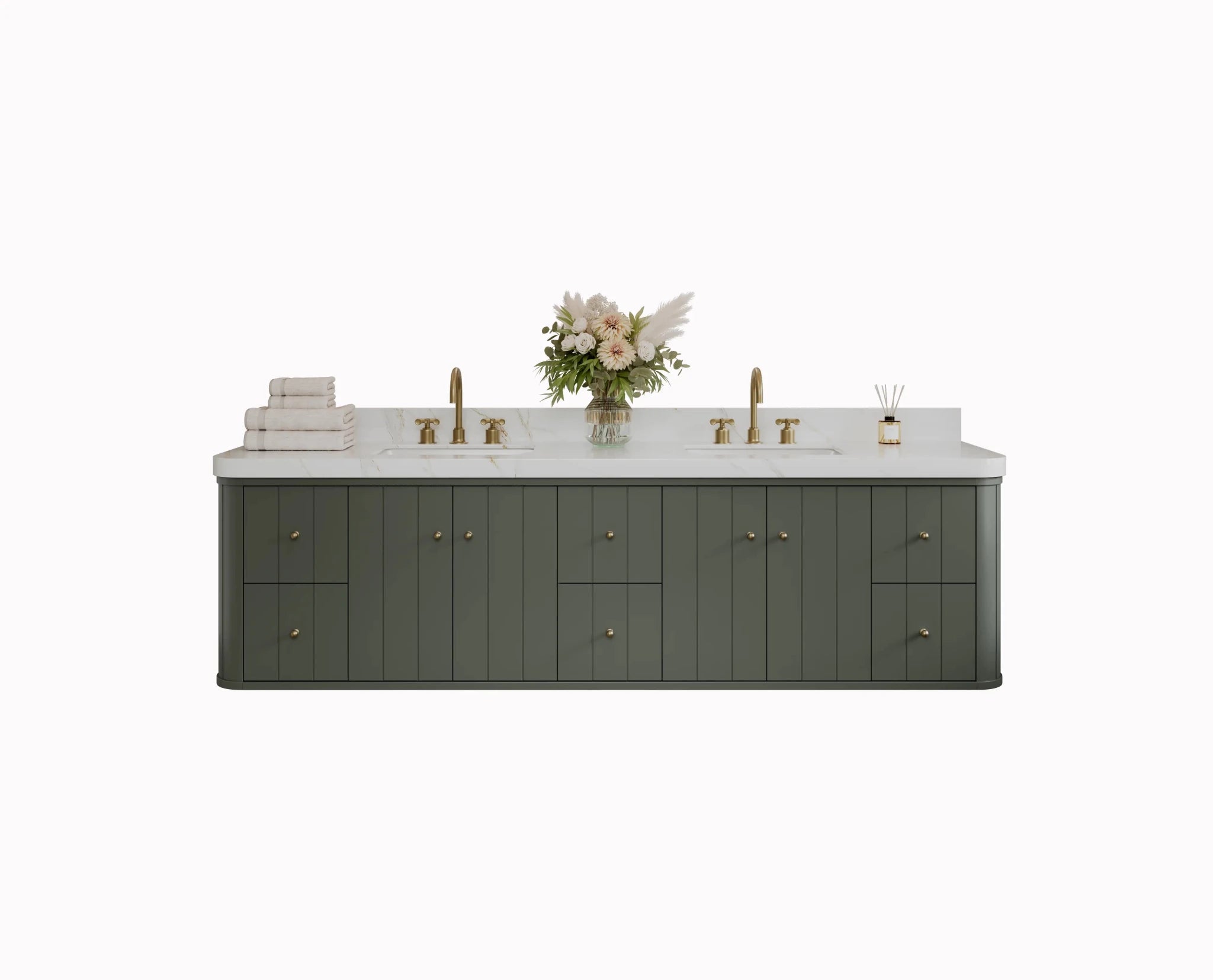 Houston Floating 84 in. W x 22 in. D Double Sink Bathroom Vanity - Willow Bath and Vanity