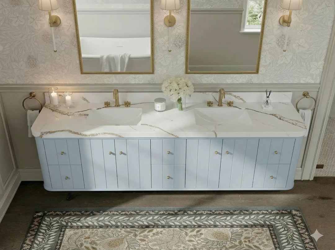 Houston Floating 84 in. W x 22 in. D Double Sink Bathroom Vanity | 
              
                Blue Heather
                
                  
             - HOU-FLT-CAB-BLU-83 - photo №9