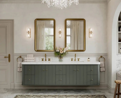 Houston Floating 84 in. W x 22 in. D Double Sink Bathroom Vanity - Willow Bath and Vanity