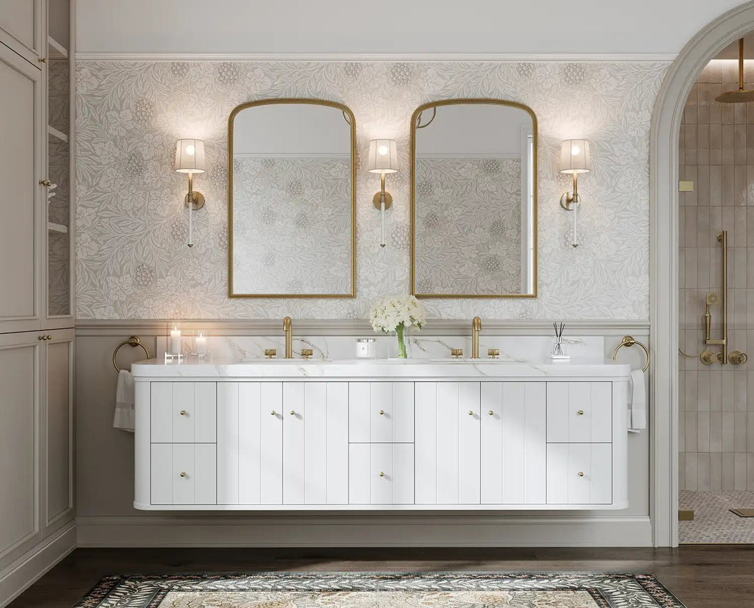 Houston Floating 84 in. W x 22 in. D Double Sink Bathroom Vanity | 
              
                White
                
                  
             - HOU-FLT-CAB-WH-83 - photo №4