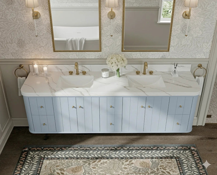 Houston Floating 84 in. W x 22 in. D Double Sink Bathroom Vanity - photo 3
