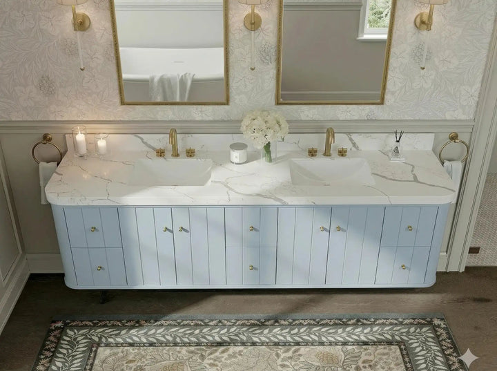 Houston Floating 84 in. W x 22 in. D Double Sink Bathroom Vanity - photo 10