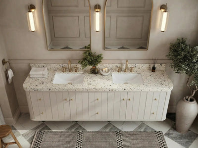 Houston Floating 84 in. W x 22 in. D Double Sink Bathroom Vanity - Willow Bath and Vanity