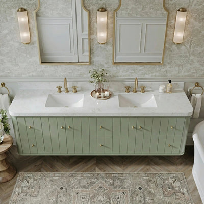 Houston Floating 84 in. W x 22 in. D Double Sink Bathroom Vanity - Willow Bath and Vanity