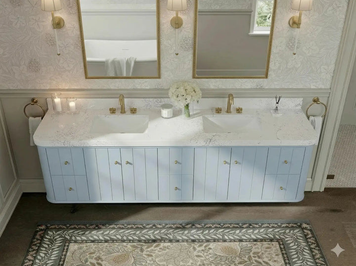 Houston Floating 84 in. W x 22 in. D Double Sink Bathroom Vanity - photo 12