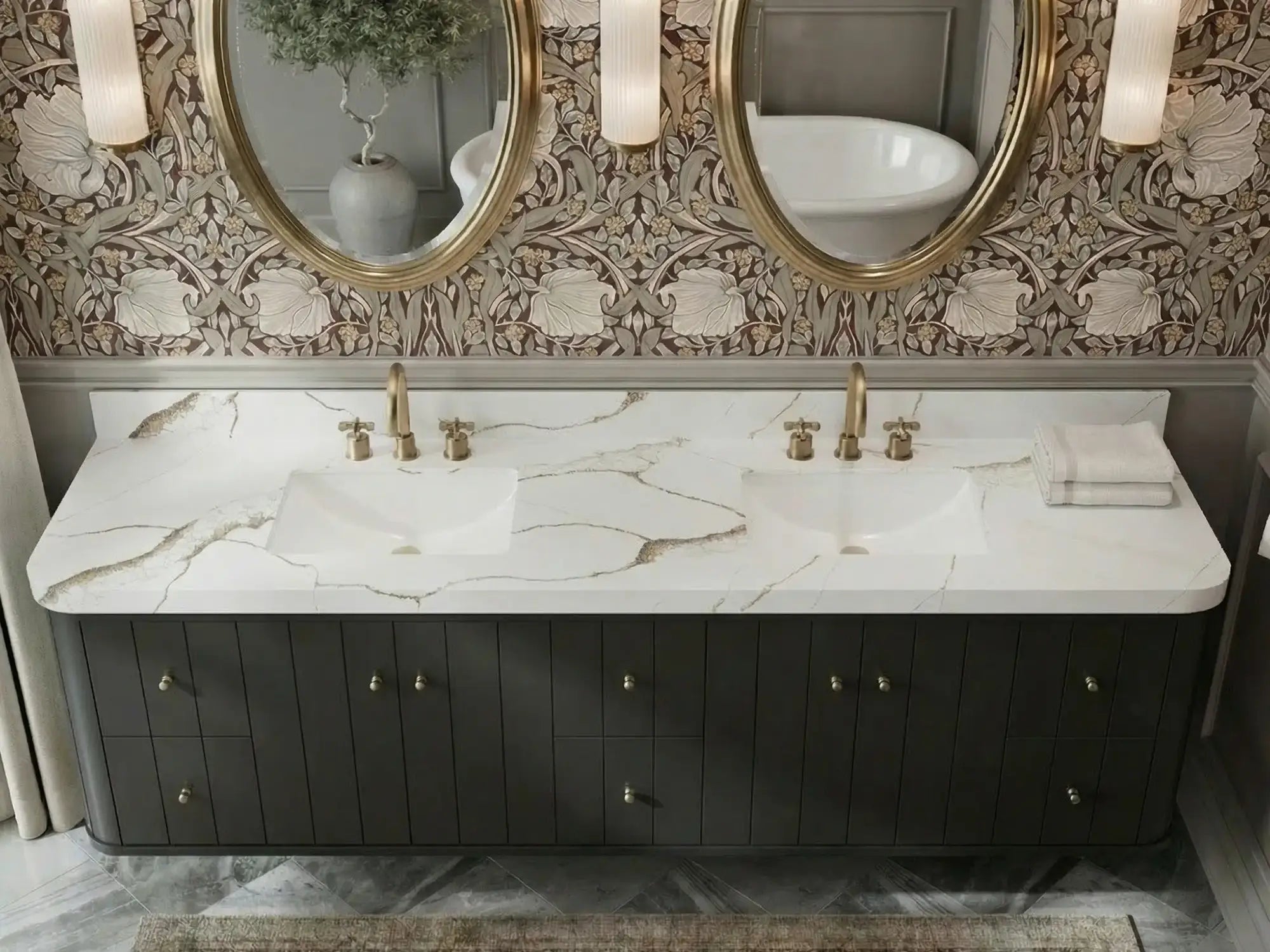Houston Floating 84 in. W x 22 in. D Double Sink Bathroom Vanity - Willow Bath and Vanity