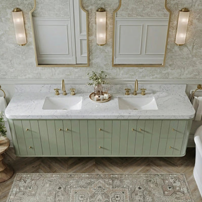 Houston Floating 84 in. W x 22 in. D Double Sink Bathroom Vanity - Willow Bath and Vanity