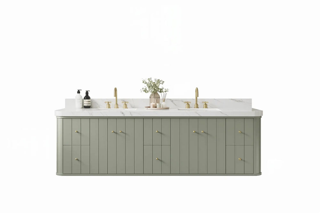 Houston Floating 84 in. W x 22 in. D Double Sink Bathroom Vanity - Willow Bath and Vanity