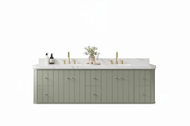 Houston Floating 84 in. W x 22 in. D Double Sink Bathroom Vanity - photo 1